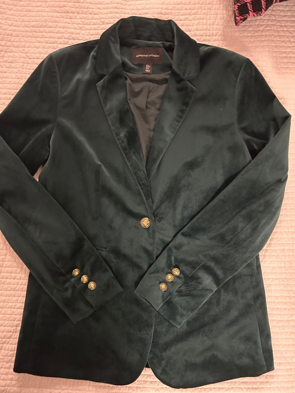 Adrienne Vittadani Emerald Green Velvet Blazer small